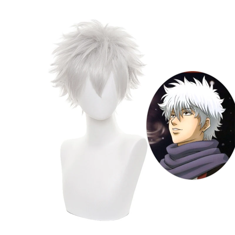 

Парик для косплея из аниме Gintama Gintoki Sakata Sliver Gray, термостойкие синтетические волосы