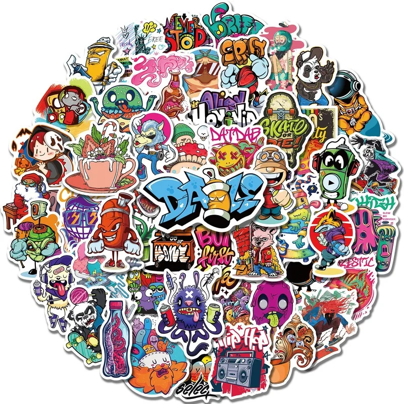 10/25/50pcs Street Graffiti Art Stickers for Skateboard Skate Car Motorcycle Luggage Water Bottle Notebook Laptop Phone Computer