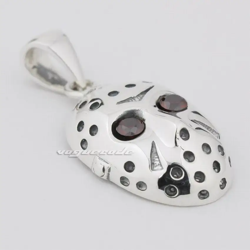 CZ Stone Eyes Стерлингового Серебра 925 пробы Хэллоуин Джейсон Хоккей Подвеска Байкер