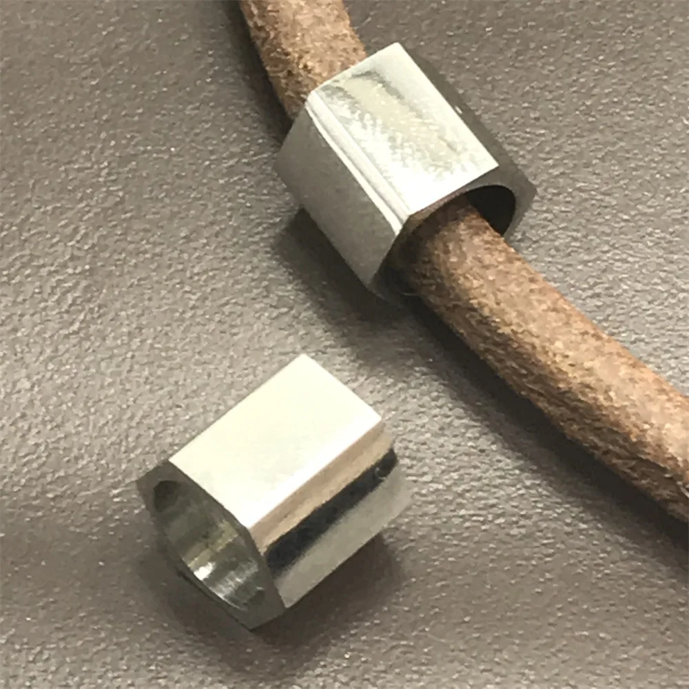 Бусины 6 мм из полированной нержавеющей стали с большим отверстием и