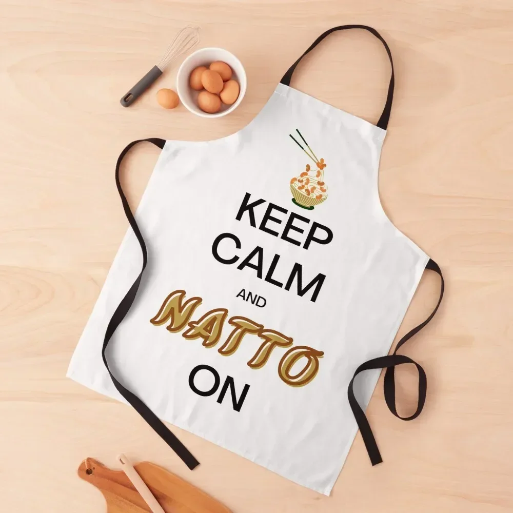 Фартук Keep Calm and Natto с чашей и палочками для еды мужчин фартук домашней одежды