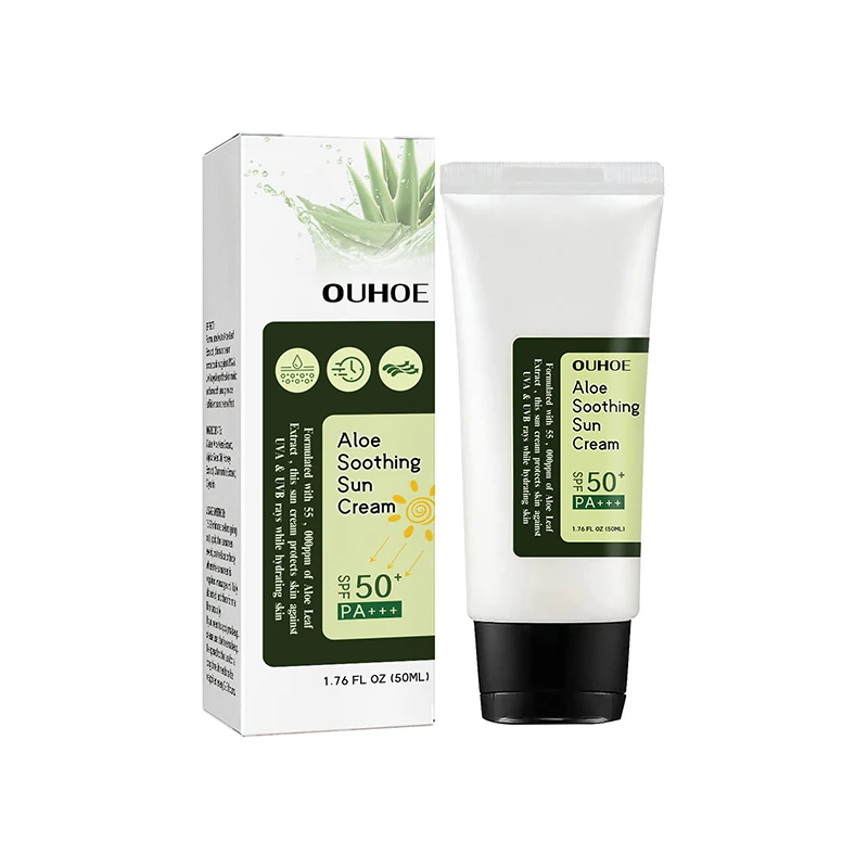 

Aloe Soothing Sun Cream Spf50+ Pa+++ Sunscreen Cream Protector Facial Sun Block Isolation Lotion Korea Cosmetics 50ml