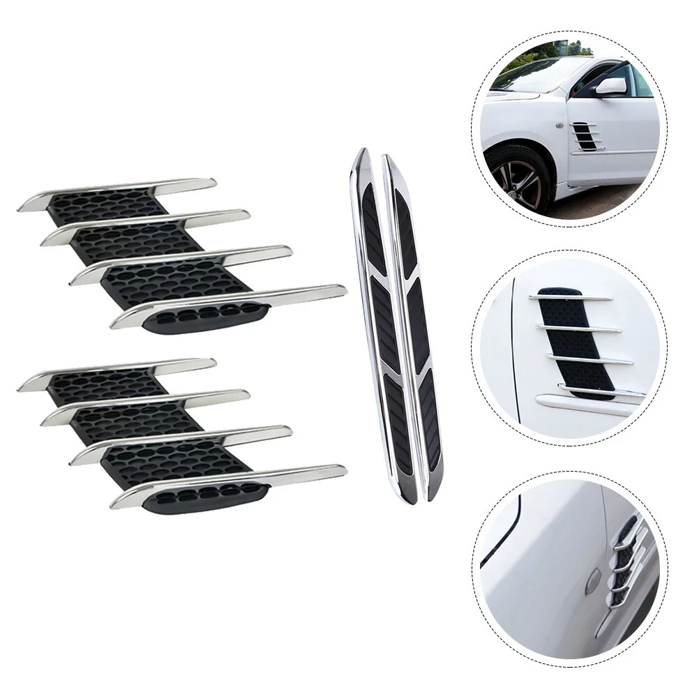 

2 Pairs Side Vent Car Sticker Outlet Paste Auto Hood Vents Decoration Bonnet Accessories Abs Trim