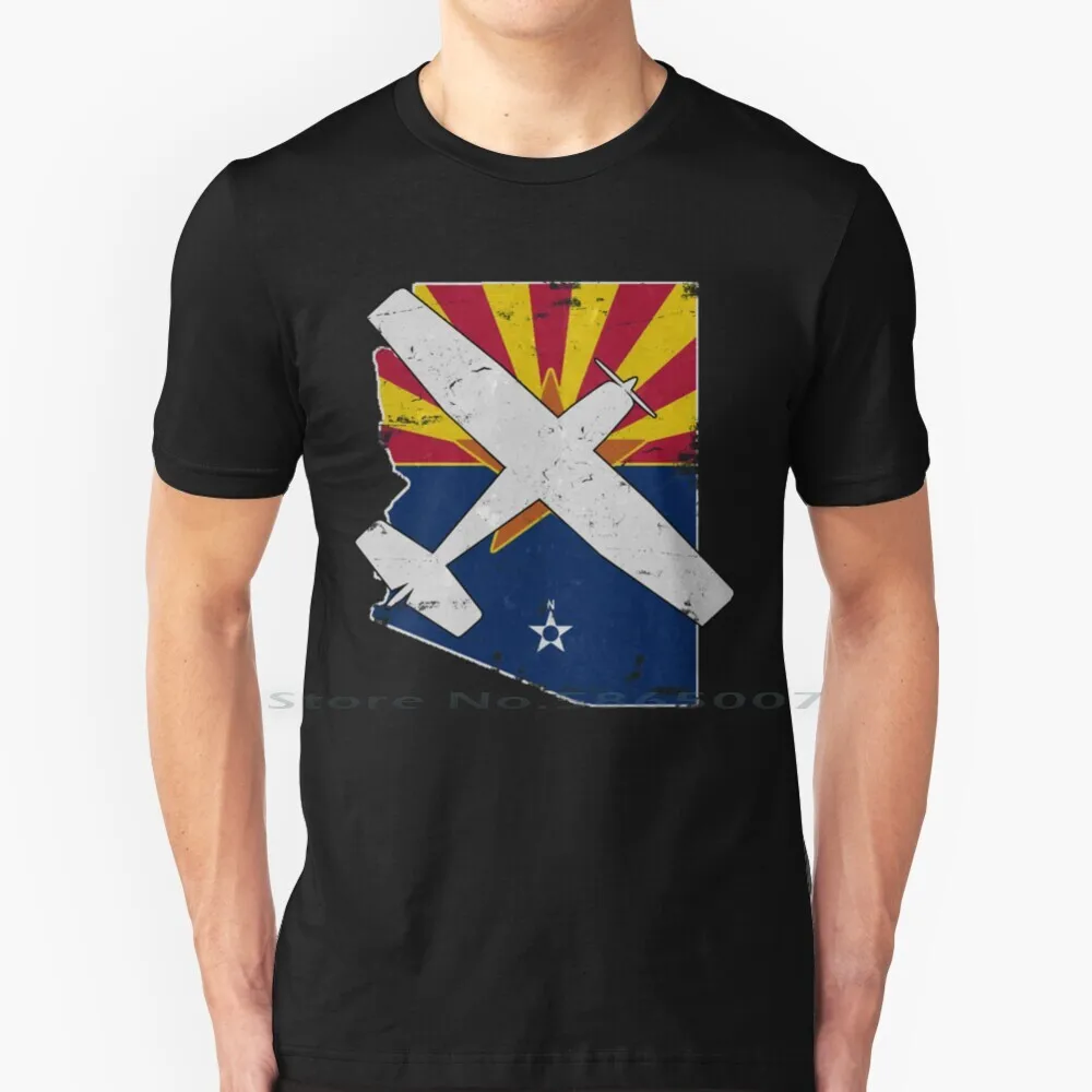 

Arizona State Silhouette And Flag Pilot C-172 Skyhawk Vintage T Shirt 100% Cotton Arizona Erau Embry Riddle Phx Phoenix Tucson