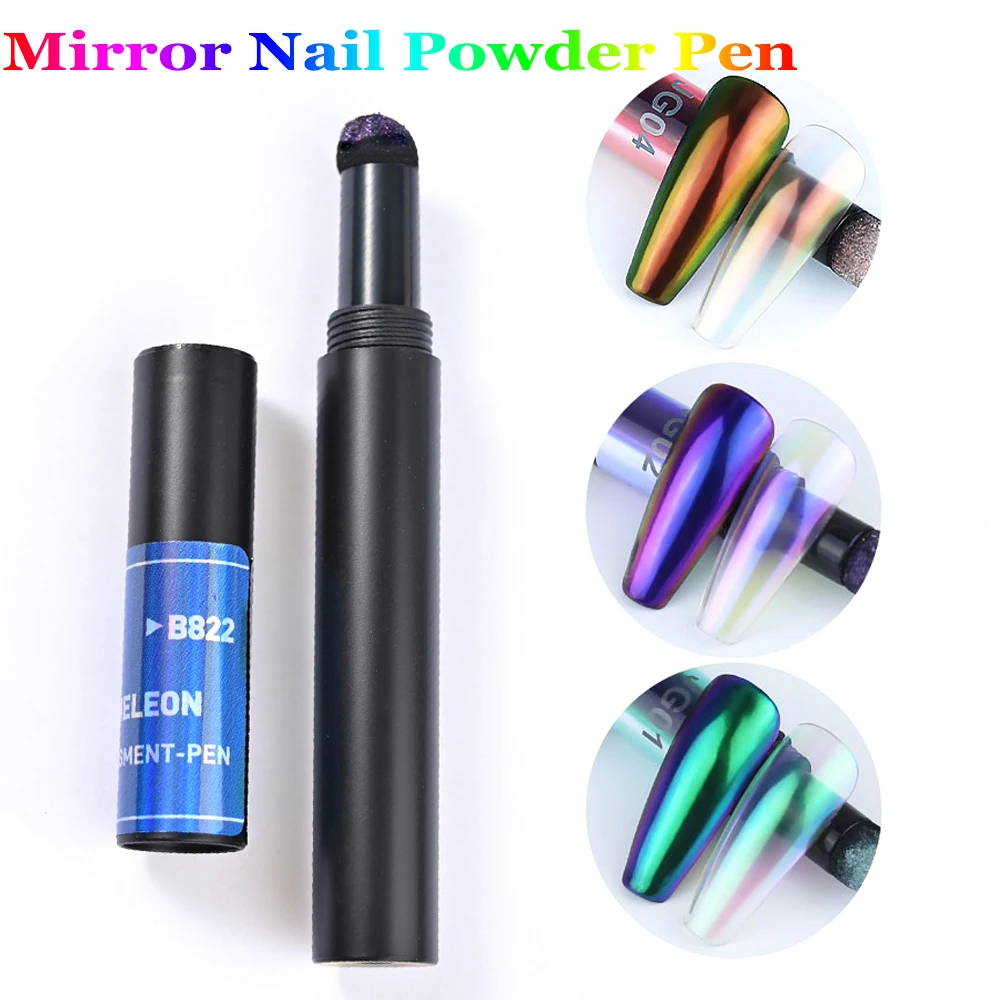 

1pc Mirror Nail Powder Pen Air Cushion Magic Chameleon Effect Laser Nail Art Glitter Pen DIY UV Gel Polish Mirror Dust Pen TB-1