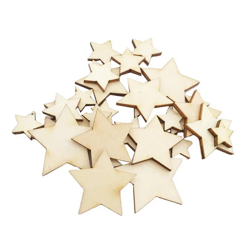 

25Pcs 5CM Wood Five-Pointed Star DIY Christmas Scrapbooking Xmas Party Decorations Fashion Crafts Wedding Wooden For Home Decor