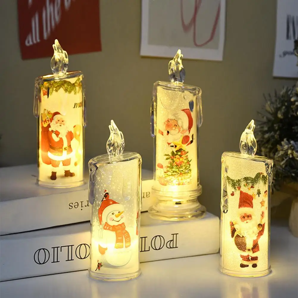 Рождественские беспламенные Свечи с Санта-Клаусом снеговиком лось печатные на