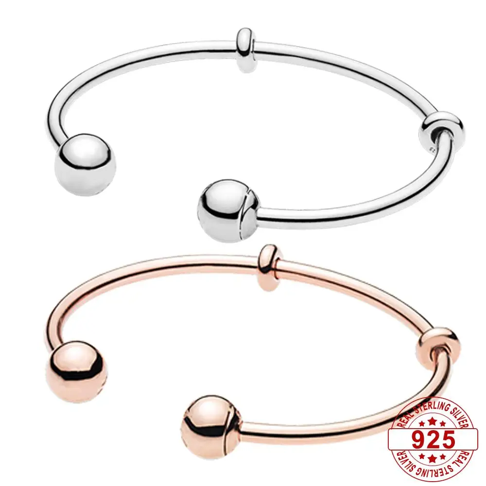 

Fits Pandora 925 Sterling Silver Original Open Bracelets Bangle Snake Chain Charms Bracelet Charms Women DIY Jewelry