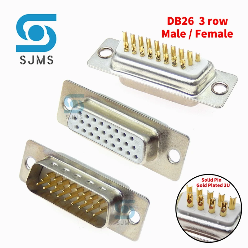 1 шт. позолоченный твердый штырь DB26, переходник для разъема, разъемы D-Sub, 26-контактный штыревой разъем с последовательным портом, тип припоя DP26