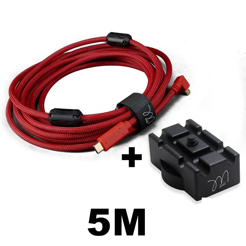 Type-C to Micro USB Left Angled 90 Degree Capture-One Digital Camera Shooting Cable 3m 5m for Canon EOS M5 M6 M50 M200 G7x2 90D