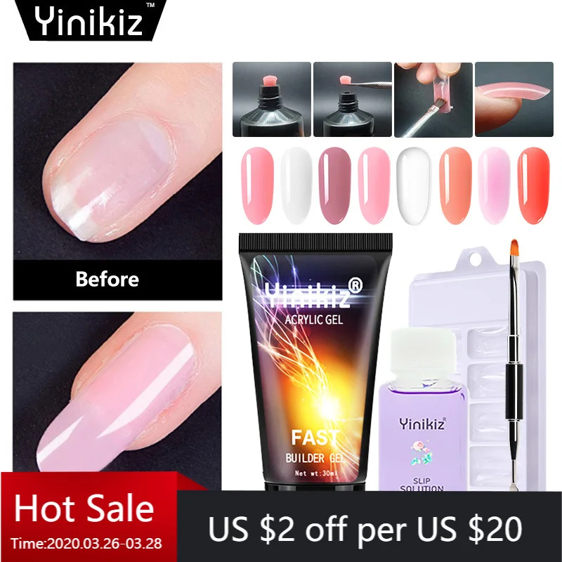 

Yinikiz Poly Extension Nail Gel Color Quick Extension Gel UV LED Acrylic Builder UV Gel Tips Enhancement Slip Solution Kit