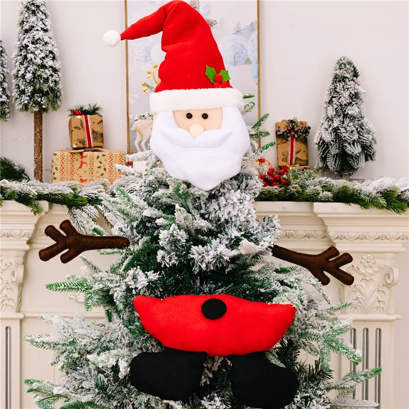 

Санта-Клаус кукла дерево Топ Звезда Снеговик Рождественская елка украшения праздничное украшение атмосфера украшения