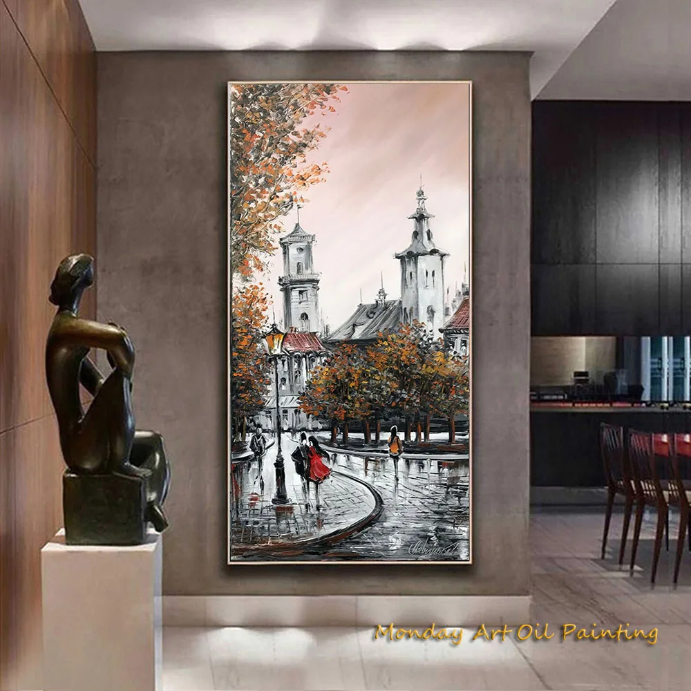 Ручная роспись маслом на холсте высокие оригинальные длинные узкие