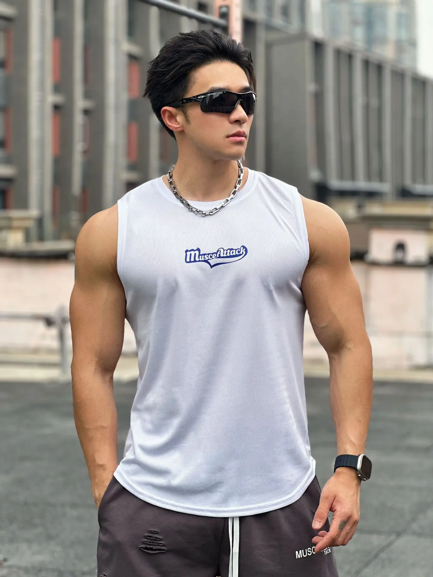 Новинка лета 2024 мужской пуловер с круглым вырезом сетчатая нижняя рубашка