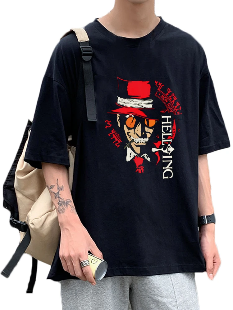 Hellsing T Shirt Alucard Ultimate Oversized Tops Mens Graphic Tees 100% Cotton Manga Print Unisex Summer Streetwear Punk Clothes