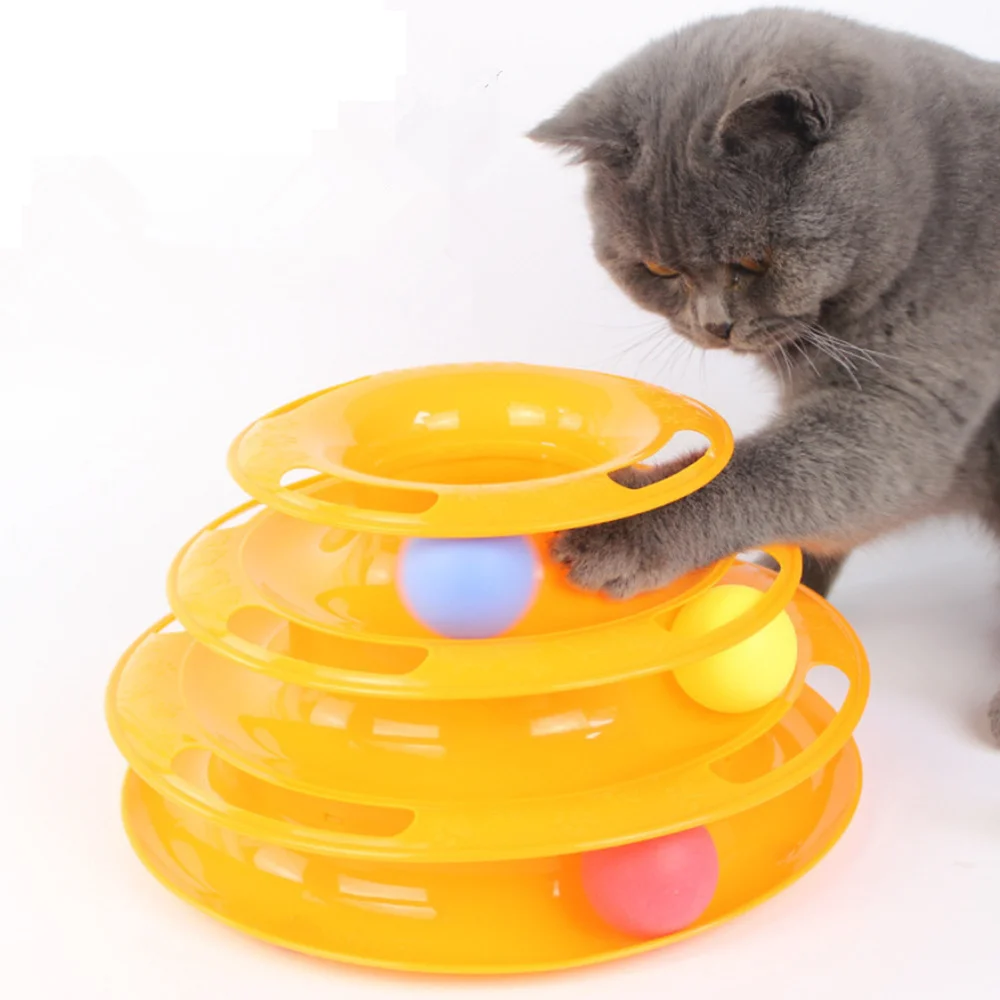 

Funny Cat Pet Toys Cat Crazy Ball Disk Interactive Amusement Plate Play Disc Trilaminar Turntable Cat Toy