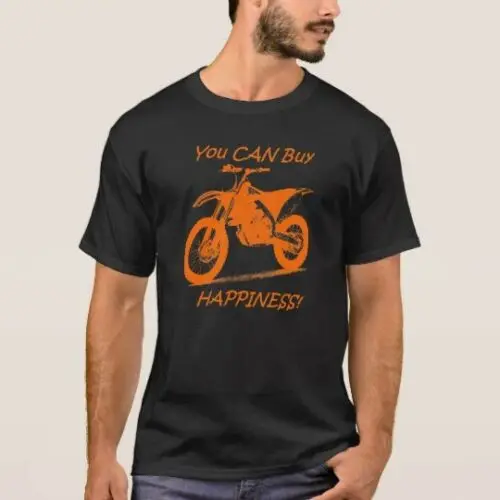 

Buy Happiness Motorcycle Motocross Dirt Bike Orange On Black Men'S Shirt Summer O Neck Brand Clothing Cotton Make T Shirts