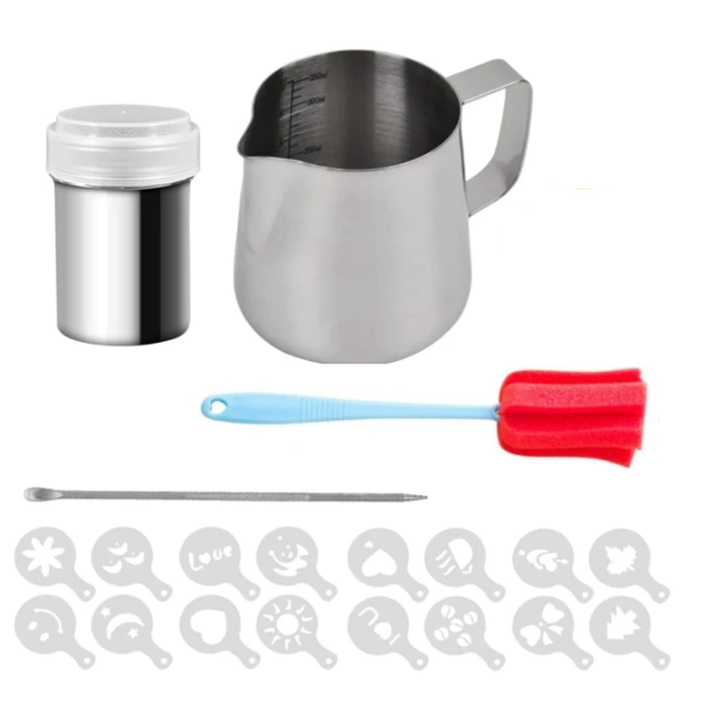 

Milk Effervescent Pot with Internal Measurement 12Oz,Steam Pot for Coffee Cappuccino Latte Art for Espresso Machines