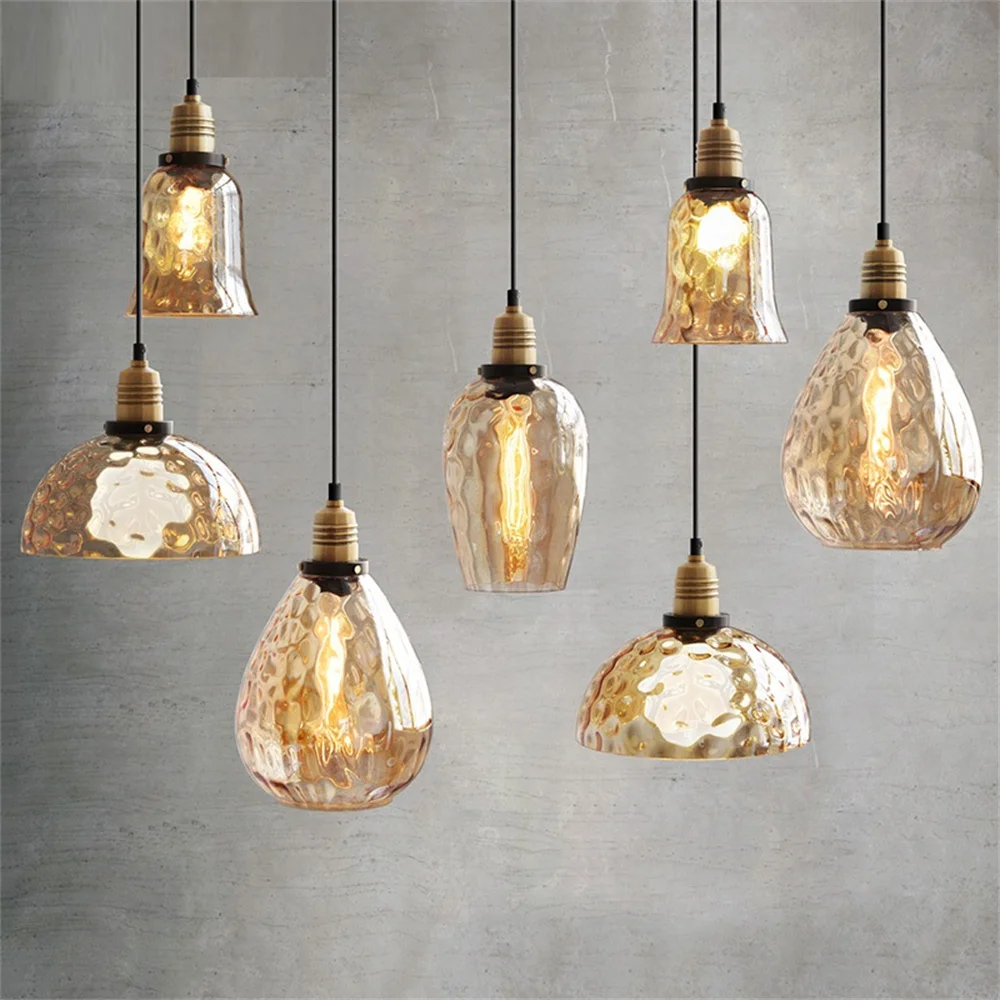 Industrial Vintage Pendant Lamp Loft Nordic Metal E27 Fixtures For Living Dining Room Glass Hanging Light Home Decor Lighting