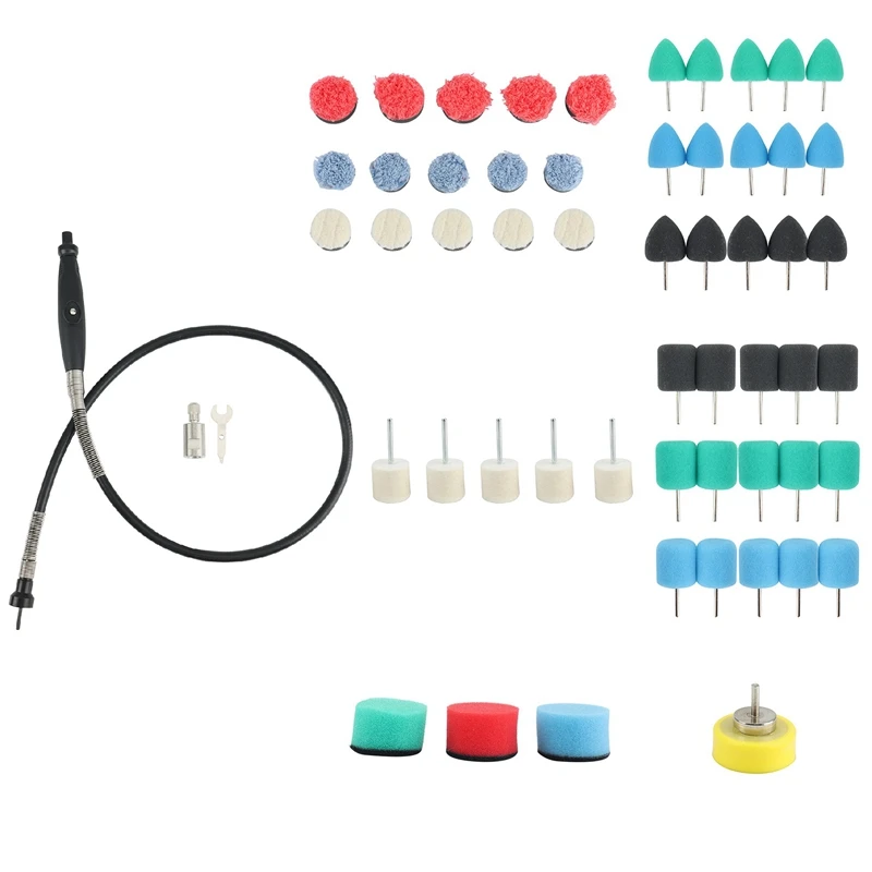 

68PCS Electric Flexible Shaft Detail Polishing Set Wool Sponge Disc Automatic Polishing Machine Combination