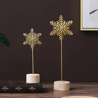 nordic golden snowflake iron figurines for interior christmas creative decoration accessories for living room desktop ornaments