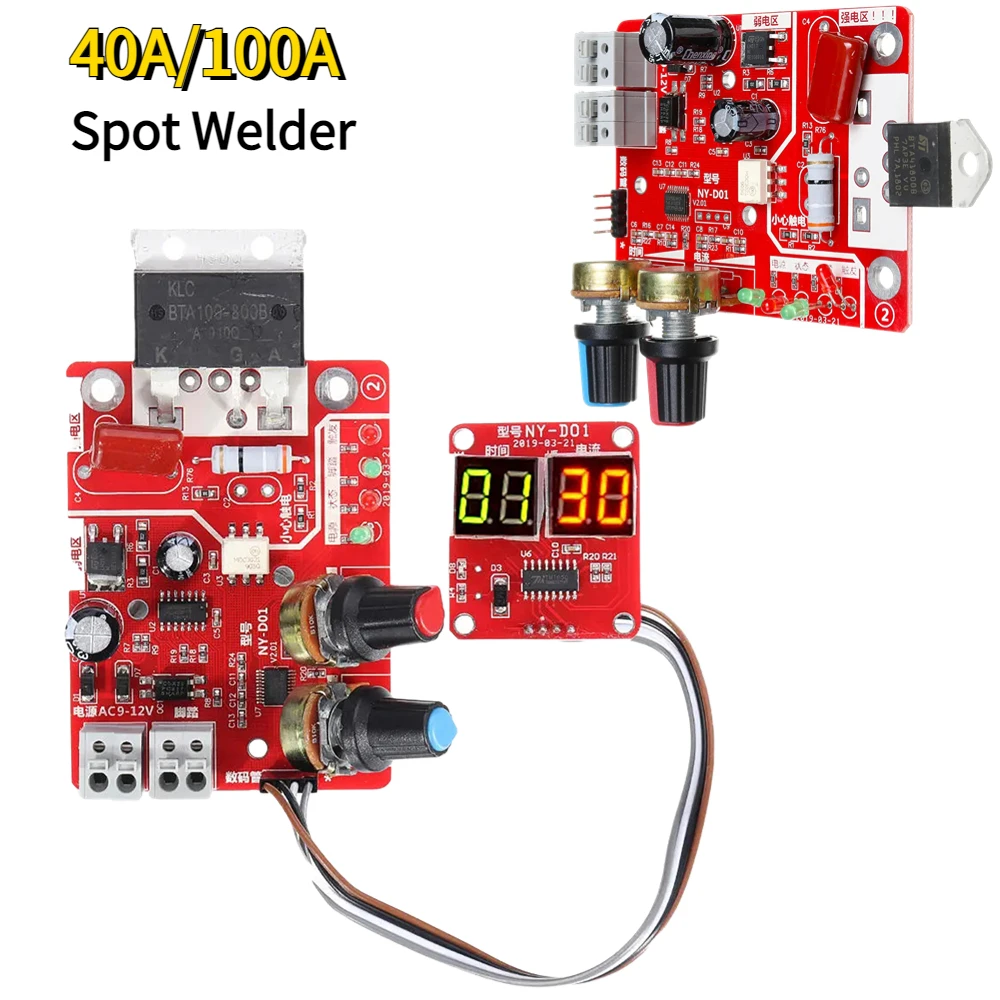 

Spot Welder Module 40A/100A Spot Welding Machine Control Board Adjust Time Current Transformer Controller Panel Accessories