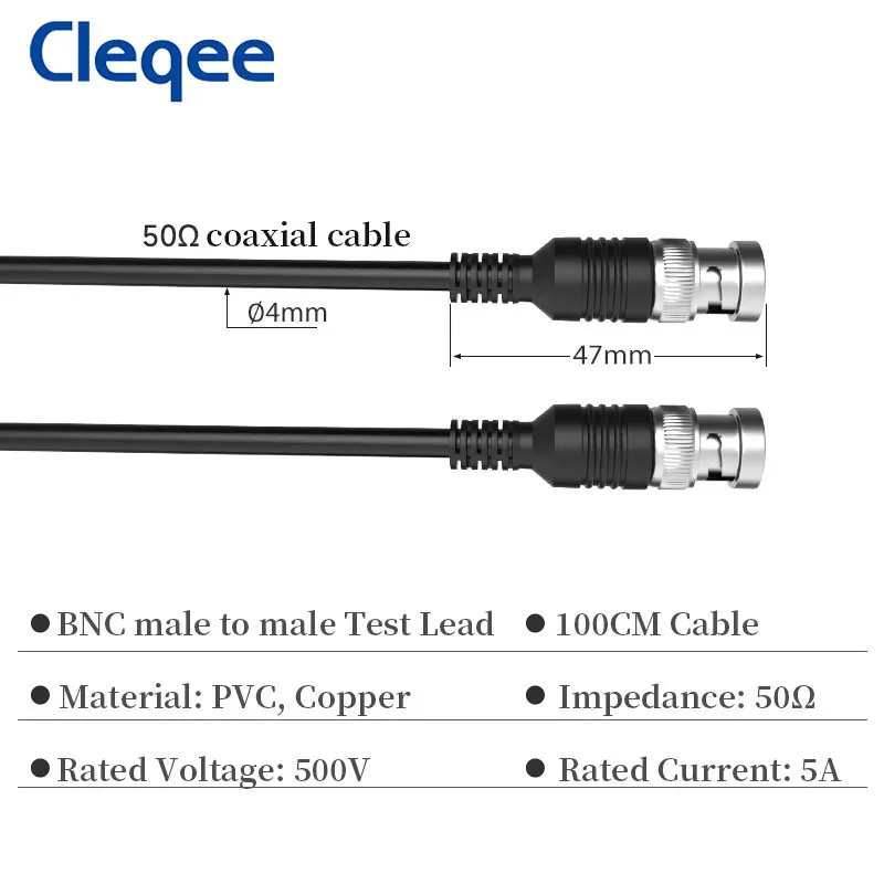 Cleqee P1013 BNC Q9 штекер BNC Q9 с разъемом «папа» осциллограф Тесты зонд кабель 100 см BNC-BNC (art.: 788622728) - 788622728