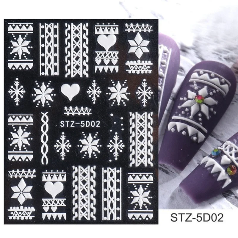 

Nail Sticker Sticker V-shaped Stereo Christmas Snowflake 5D Resin Nail Sticker For Nails Tips Beauty