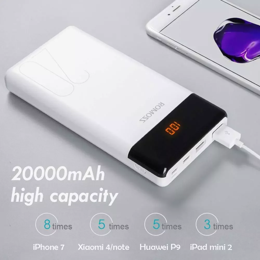 

NEW ROMOSS LT20 LT20PS Power Bank 20000mAh Portable Charging Powerbank 20000 mAh External Battery Poverbank for iPhone 13 Mi