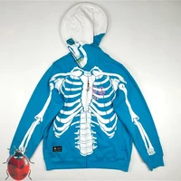 best quality blue kapital hoodie hip hop cracked skulls skeleton printing zipper jacket harajuku streetwear pullover sweatshirts