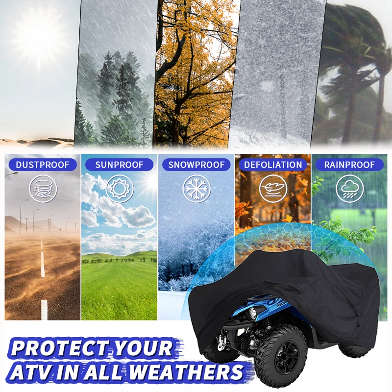 Черный чехол для квадроцикла 190T Толстый водонепроницаемый мотоцикла UTV скутера
