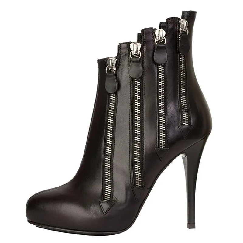 

2023 Sexy Stiletto Built-in Platform Ankle Boots For Women Autumn Winter Zipper Punk Booties Shoes Ladies High Heels Short Boots