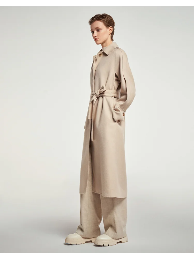 Роскошное легкое осенне-зимнее женское пальто из овечьей шерсти серое