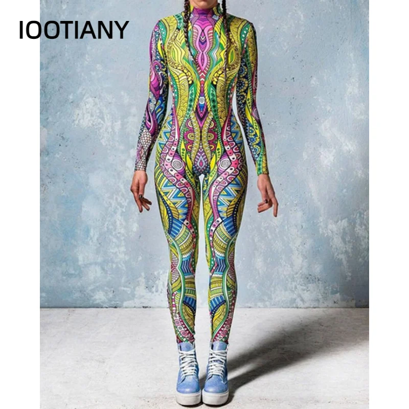 Женский и мужской робот будущего Цветные элементы комбинезон с 3D принтом в стиле