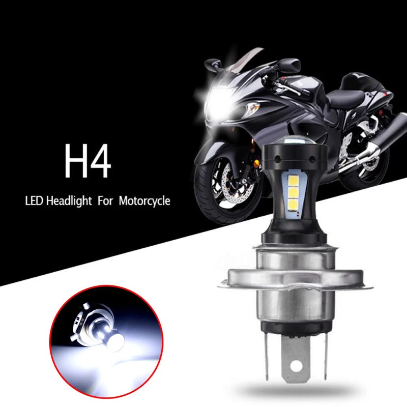 Купи 1PC Motorcycle Headlight LED H4 Lamp Fog Lights Led Bulbs Front Light Headlamp for Moto Spotlights White 6000K Flashlight за 242 рублей в магазине AliExpress