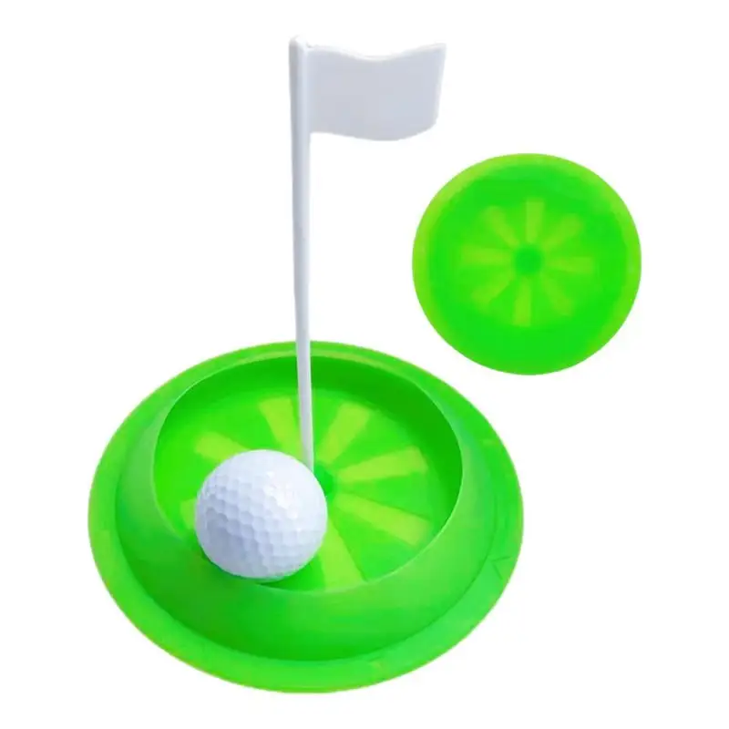

Indoor Golf Putting Hole Cup Golf Practice Hole With Flag Foldable Silicone Green Training Aids For Outdoor Yard Garage Offices