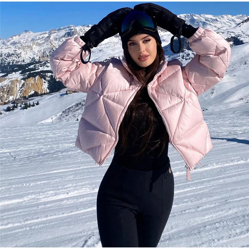 Autumn Winter Parkas Coat Women Solid Color Loose Cardigan Warm Coat Women Casual Long Sleeve Zipped Stand Collar Parkas Jacket