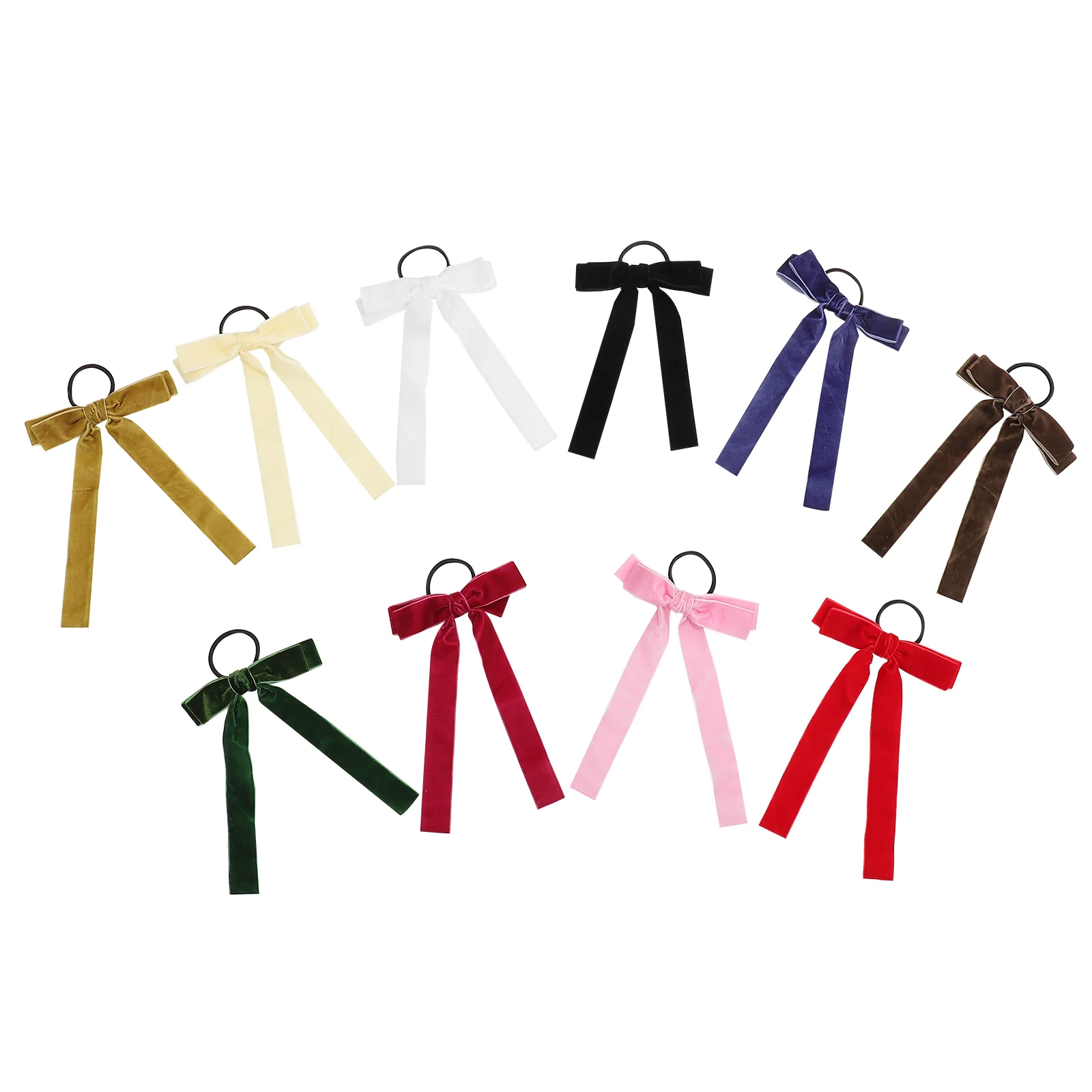 10 шт. ленты для волос бархатная резинка бант девочек хвост веревка аксессуары