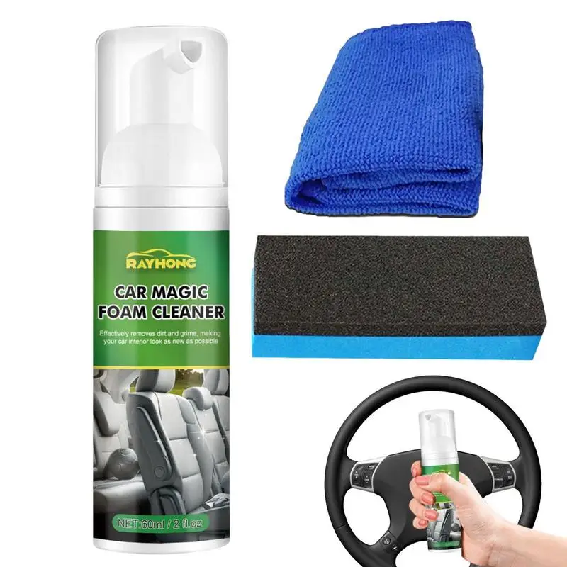 

Car Interior Cleaner Car Seats Cleaner Portable Cleaning Spray Foam Cleaner Leather Decontamination For Car Leather Seat