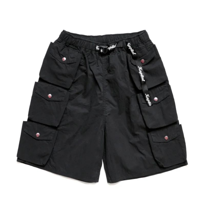 

KAPITAL 22SS Japanese Style Dual Color Multiple Pockets Webbing Drawcord Loose Fashion Men And Women Casual Shorts