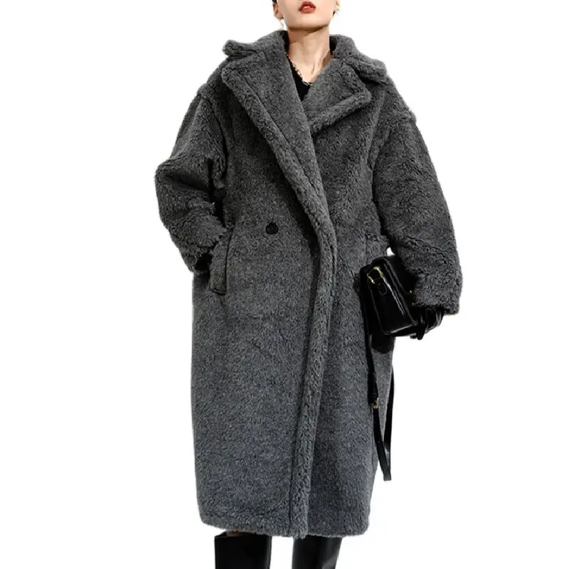 Women's Teddy Bear Fur Coat Winter Alpaca Warm Thicken Overcoat Ladies Fashion Wool Loose Outerwear Female Classic Red Jacket