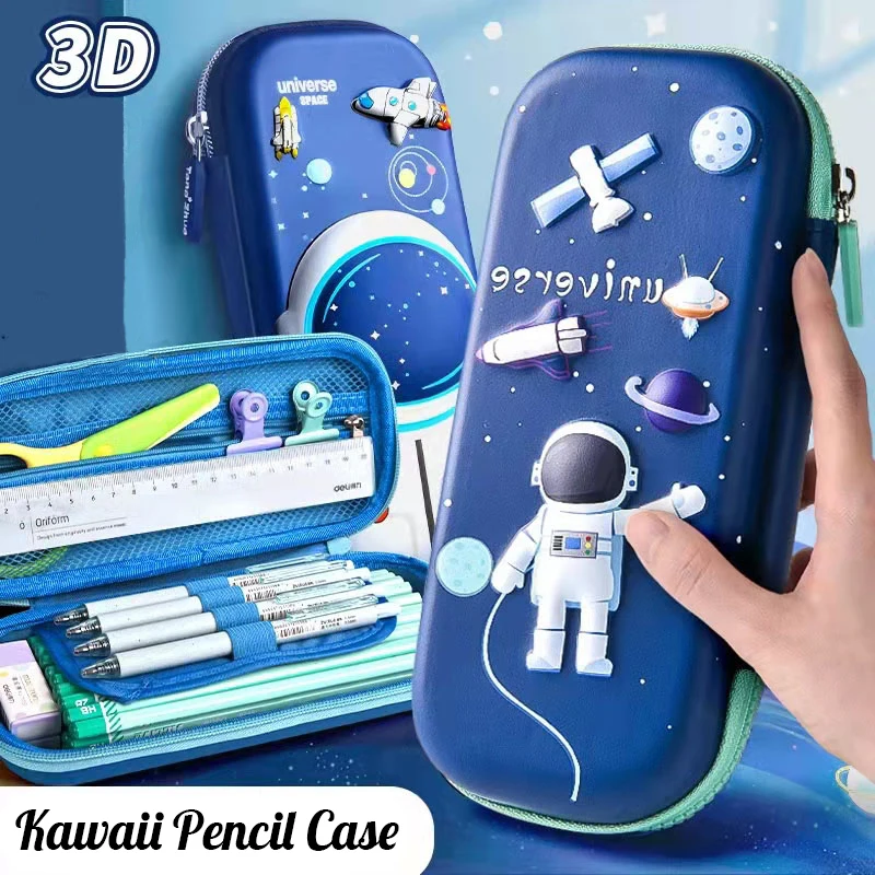 

3D Pencil Case Cartoon Space Astronaut Pencil Box Back To School Items for Kids Waterproof School Supplies Kawaii Stationeri