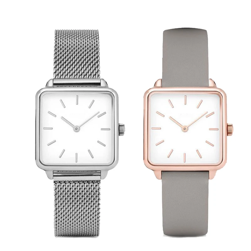 

Simple Watches Women Square Dial Quartz Wristwatch Stainless Steel Watchband Leather Dress Casual Ladies Clock Montre Femme