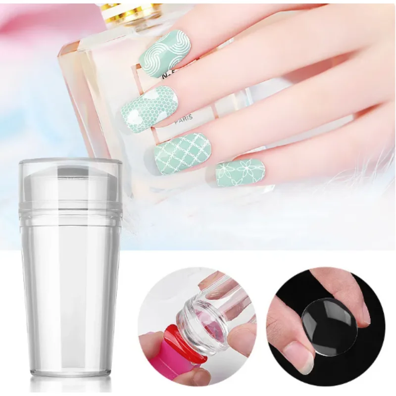 

2pcs/Set Transparent Nail Stamper with Scraper Jelly Silicone Stamp for French Nails Manicuring Kits Nail Art Stamping Tool Set