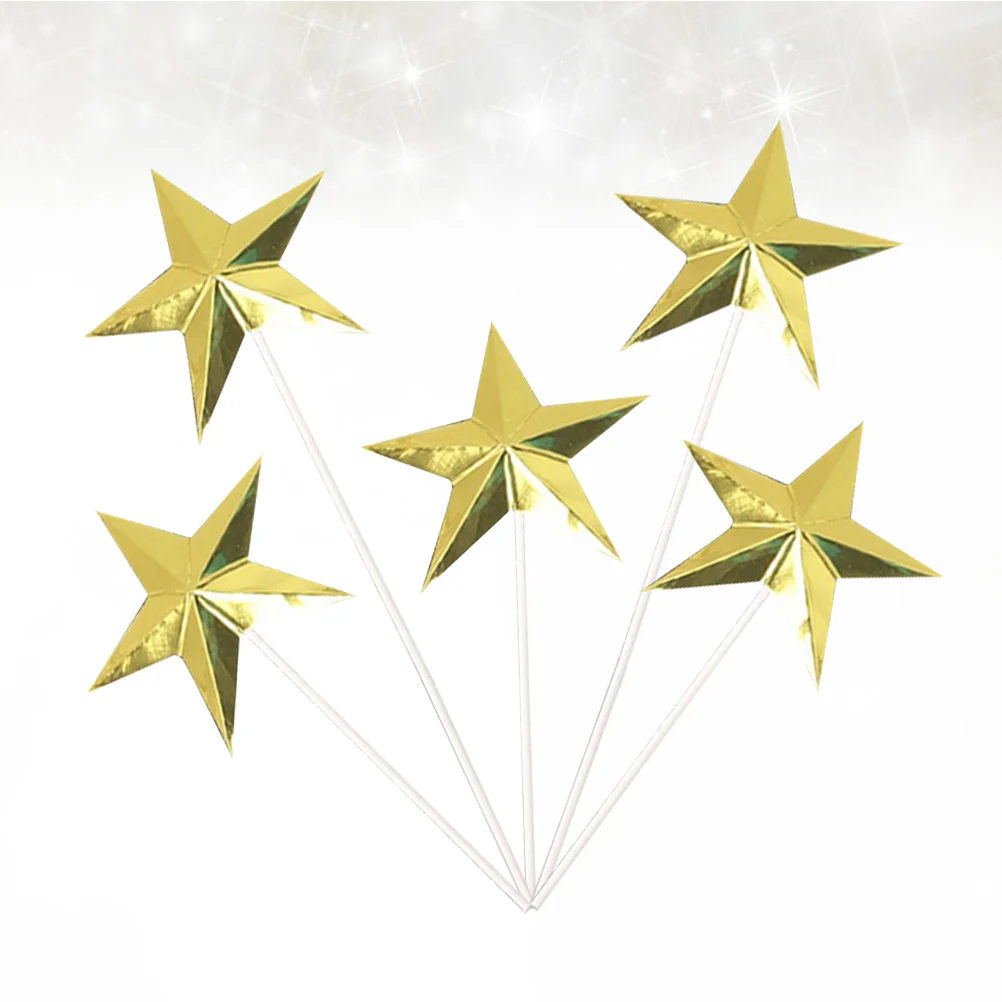 

Cake Birthday Picks Topper Star Baby Cupcake Party Dessert Shower Set Decorating Happy Wedding Decoration Glitter Decorations