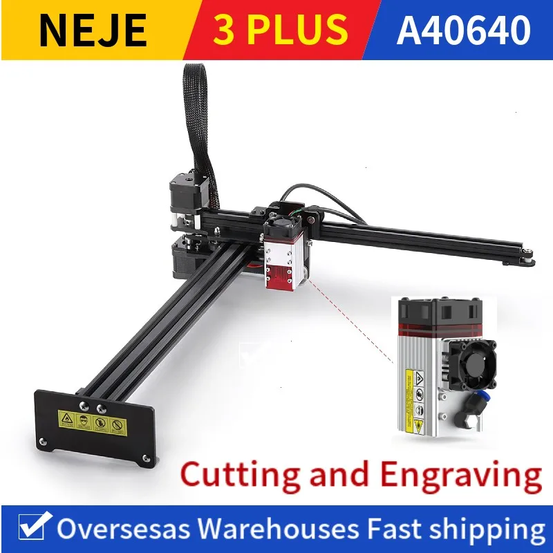 NEJE 3 Plus A40640 Dual Beam Laser Engraver and Cutter, 255x400mm CNC Wood Router / Engraving / Cutting Machine