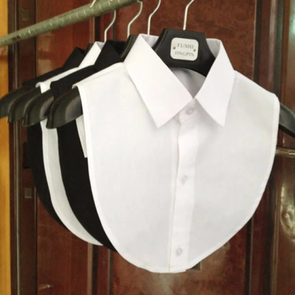

Women Cotton Crystal Fake Collar Blouse Vintage Solid Detachable Shirt Collar False Lapel Blouse Top Women Clothes Accessories