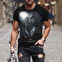 summer mens t shirts 3d black knight print short sleeve oversized men vintage moon pattern tops 2022 new tee casual different