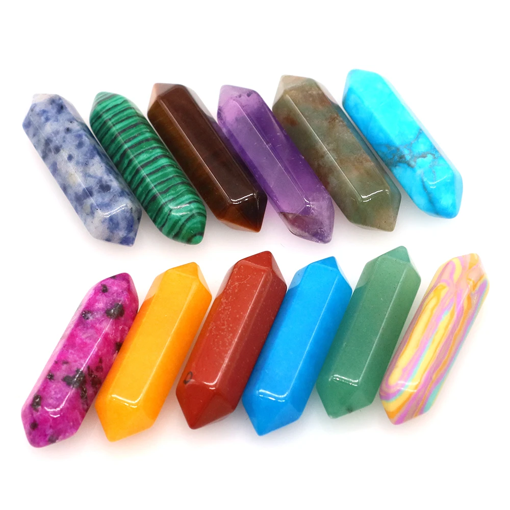 

Hexagonal Columns Natural Stone and Crystals Healing Chakra Quartz Meditation Pendulum Point Wand Ore Mineral Crafts Home Decor