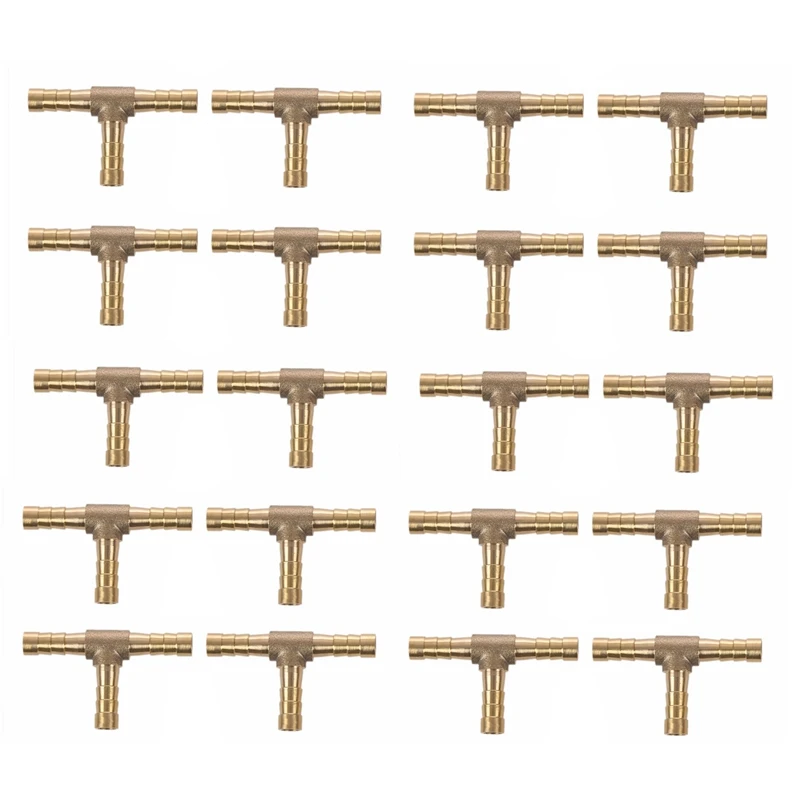 

20 шт., 3-ходовой латунный Т-образный штуцер для шланга